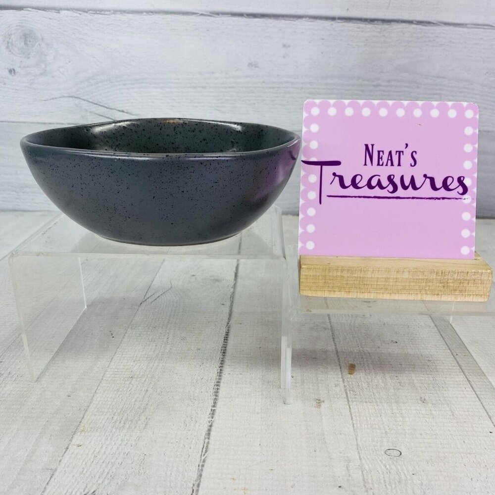 Home & Co SLATE GRAY Unique Black Speckled Oval Stoneware Soup Cereal Bowl